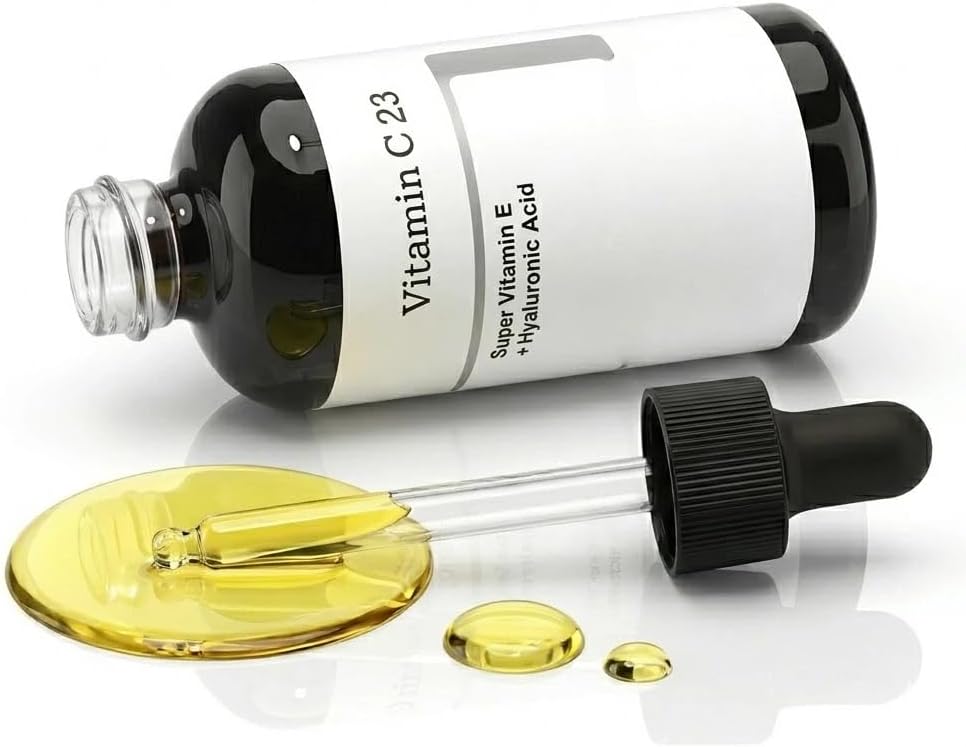Pure Vitamin C 23% Serum with Vitamin E & Hyaluronic Acid, Vitamin C Serum C-23 for Face, Brightening & Hydrating Facial Serum for Reduces Fine Lines, Uneven Skin Tone & Dull Skin, Korean Skincare