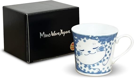 Japanese Ceramic Mug with Gift Box-Nekochigura Teacup Series-10 fl oz Japanese Yunomi Pottery Green Tea Coffee Mug Soup Cup, Hot or Cold drinks, Dishwasher and Microwave safe (Buchi)