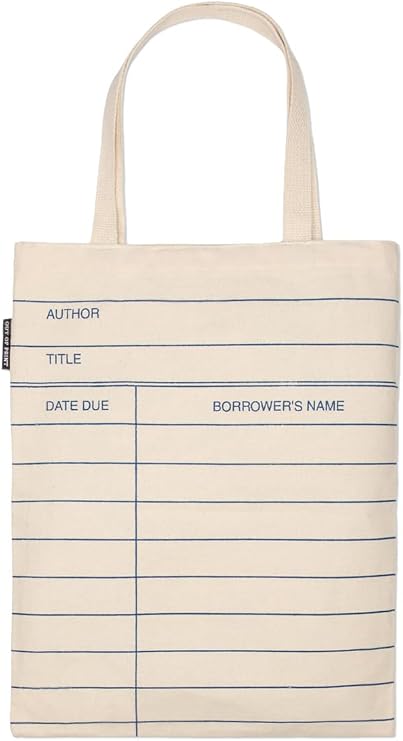 Out of Print Library Card Tote Bag with Inner Pocket - Gift for Book Lovers