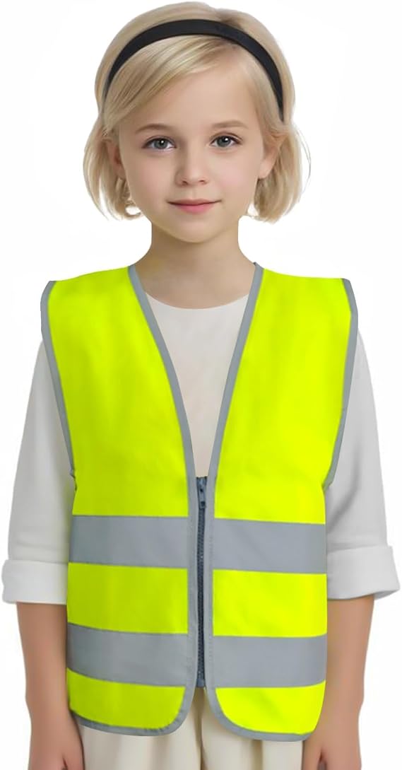 Kids Safety Vests, Child Reflective Vest Reflective for Boys Girls, Children's High Visibility Toddler Vest for Cycling Skiing, Yellow, XS