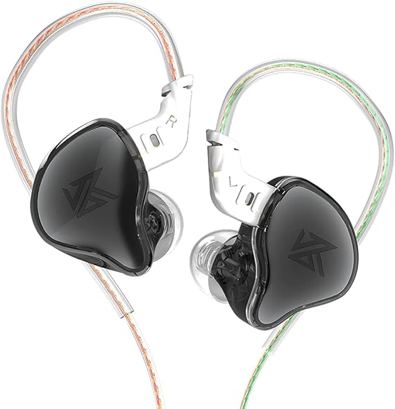KZ EDC in-Ear Monitors, HiFi Stereo Stage/Studio IEM Wired Noise Isolating Sport Earphones/Earbuds/Headphones with Detachable Cable for Musician Audiophile (Without Mic, Black)