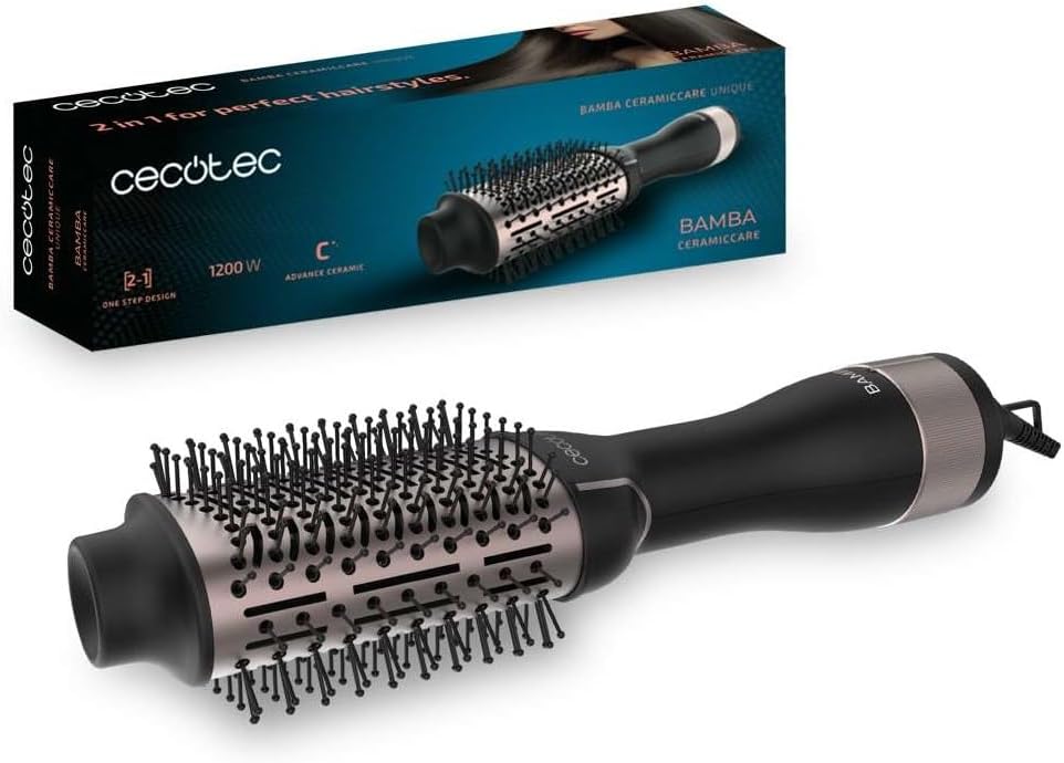 Cecotec Bamba CeramicCare Unique Volumizing Air Brush, 1200 W Power, 2 in 1: Dryer and Shaper, Ceramic Coating, 2 Speeds and 3 Temperatures, Cold Air Function