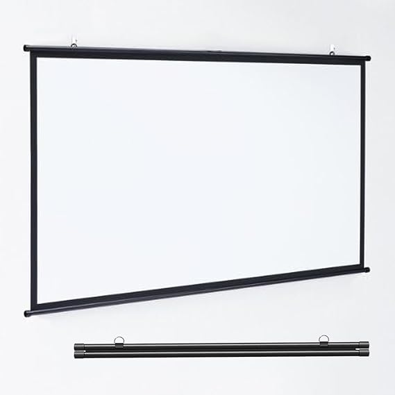 Manual Pull-Down Projector Screen, Roll-Down Retractable Manual Projection Screen, Hanging Projector Curtain, 4:3/16:9 Portable Projector Screen Indoor Outdoor - Home Theater Office Education(16:9,50"