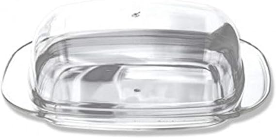 Handy Housewares Large Double-Wide Clear Acrylic Butter Serving Storage Dish with Lid