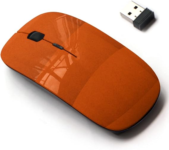 2.4G Wireless Mouse with Cute Pattern Design for All Laptops and Desktops with Nano Receiver - Orange Paper Texture