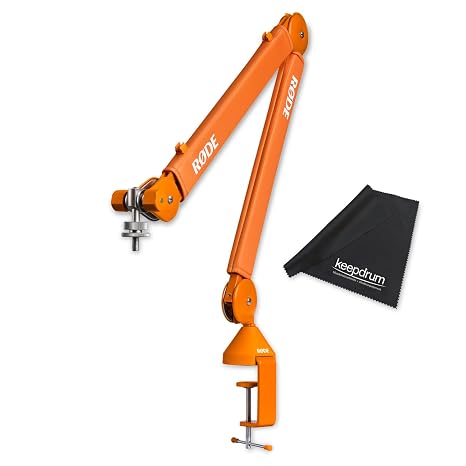 Rode PSA1+ Plus Table Microphone Arm Articulated Arm Orange with Keepdrum Microfibre Cloth