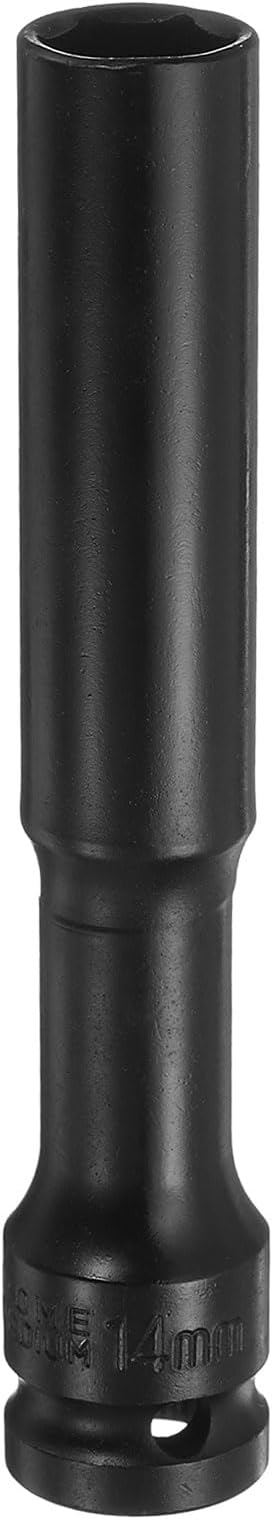 sourcing map Deep Thin Wall Impact Socket 14mm 6 Point Socket 1/2" Drive 5"