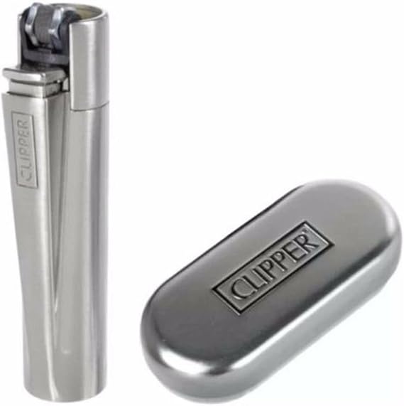 Clipper Classic Large Metal Traditional Lighter - CP11 Silver Shiny Finish, Durable & Refillable with Packing Tool - Iconic Design, Dimensions: 2.5in x 0.55in - 1 Lighter
