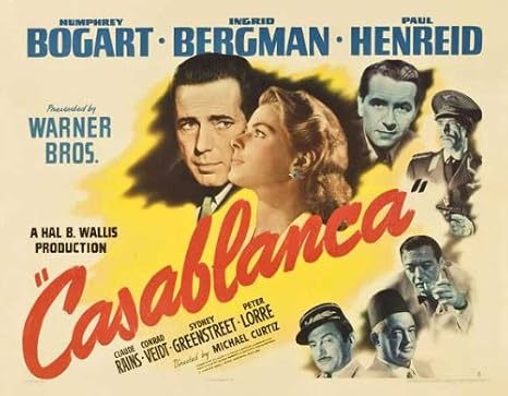 Casablanca POSTER Movie (1942) Style J 27 x 40 Inches - 69cm x 102cm (Humphrey Bogart)(Ingrid Bergman)(Paul Henreid)(Claude Rains)(Peter Lorre)(Sydney Greenstreet)(Conrad Veidt)