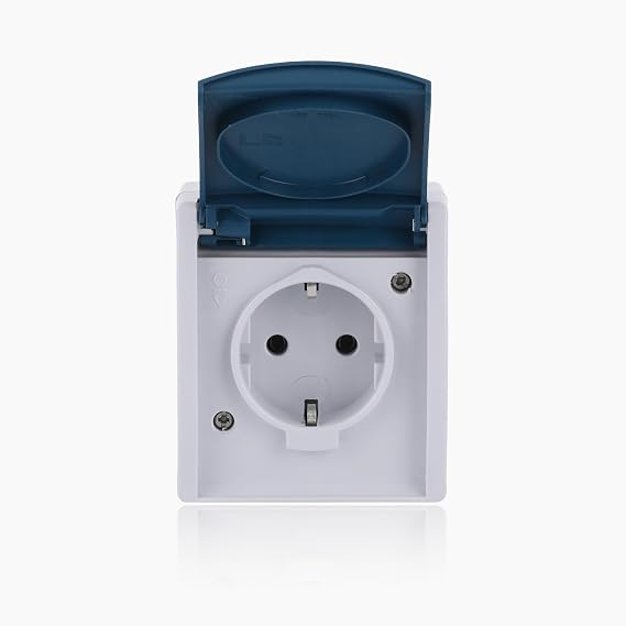 Busch-Jaeger 20 EW-53 Schuko socket with hinged lid IP44 Ocean Grey