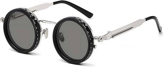 Adjustable Tint Nightshift Glasses, Round Polarized Sunglasses with ND Filter Lenses, Metal Frame for Driving Fishing Outdoor Sports, Light Adaptive Eyewear