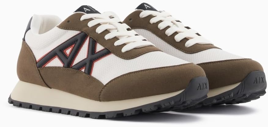 Armani Exchange Men's Drop Sneaker, Musk/Off White, 6