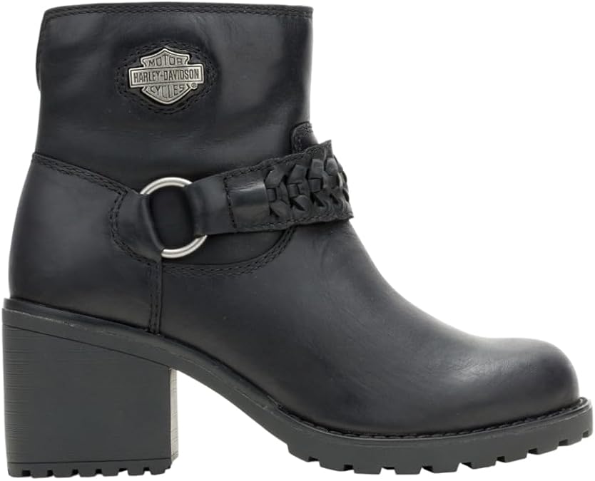 Harley-Davidson Footwear Womens Kitty Harness Casual Boots Ankle Mid Heel 2-3"