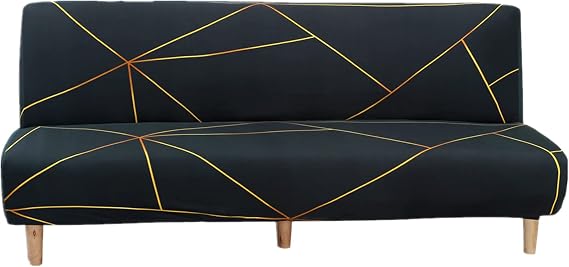 Armless Sofa Bed Cover, Spandex Stretch Futon Slipcover Protector, Non-Slip Elastic Folding Couch Sofa Shield Fits for 2-3 Seater Folding Sofa Bed without Armrests(Printed #2842)