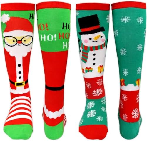 Fancy Land 2 Pairs Christmas Knee High Socks for Women Men Xmas Gifts Costume Contest Party Supplies