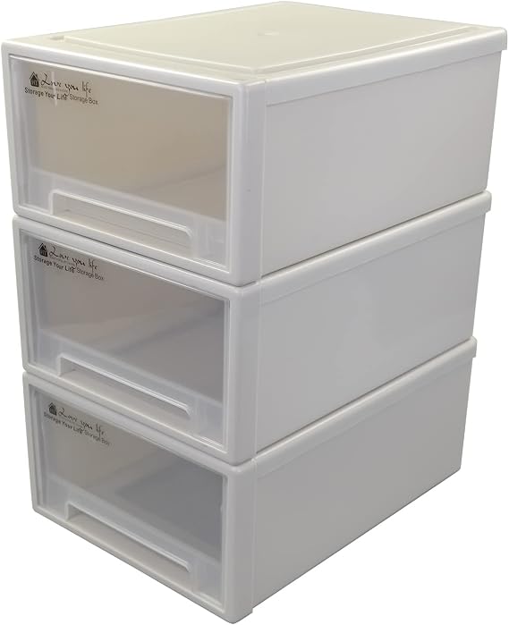 Plastic Stacking Storage Drawer, Small Stackable Drawers, 3-Pack