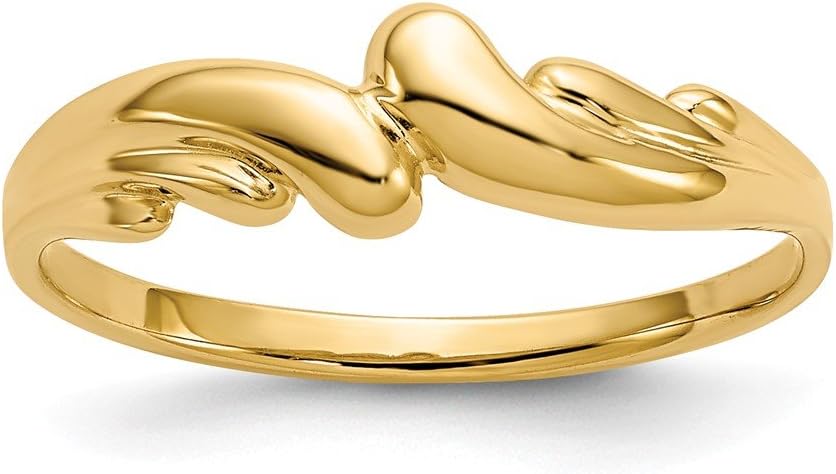 Solid 14K Yellow Gold Polished Swirl Dome Ring