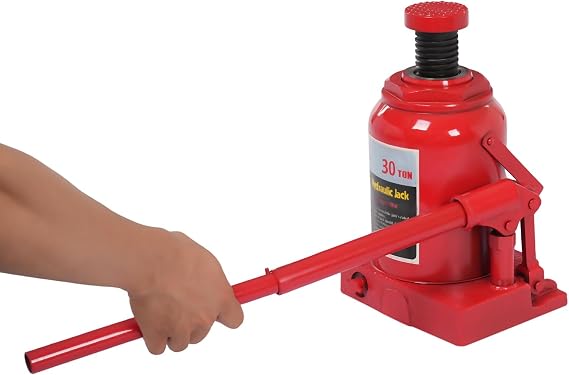 mignonnememe 30 Ton Low Profile Welded Bottle Jack, Hydraulic Jack for Lifting Cars, Trucks, Heavy Equipment, 9.25in Body Height, 66,138 lbs Capacity, Red