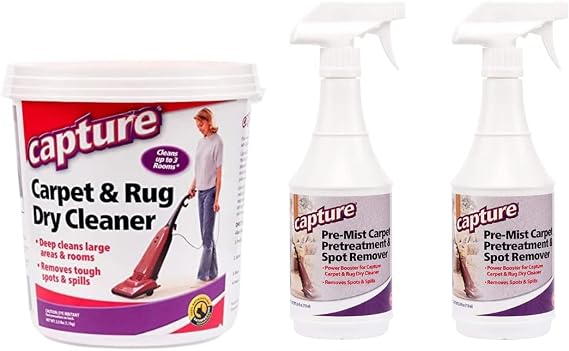 Capture Carpet & Rug Dry Cleaner (2.5lb) & Pre-Mist Soil Release for Carpet Dry Cleaner, Carpet Cleaning Pre Spray (2 Pack) - Bundle