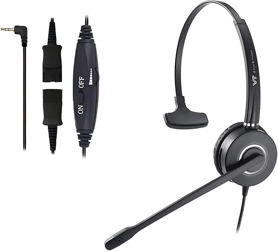 2.5mm Telephone Headset with Noise Cancelling Microphone, Office Headset Compatible with AT&T, Panasonic, Uniden, Cisco SPA, Grandstream Phones