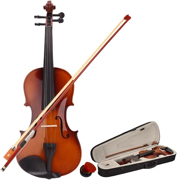 Violin Outfit 4/4 Full Size, Violin for Beginners with Rosin, Bow & Carry Case, Musical Instruments, Natural Color
