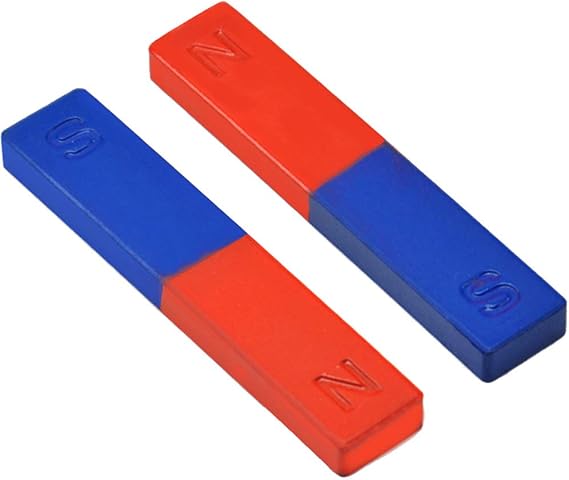 Cuteam Bar Magnet, 2Pcs/Set Physics Experiment Pole Teaching Tool Red Blue Painted N/S Bar Magnet
