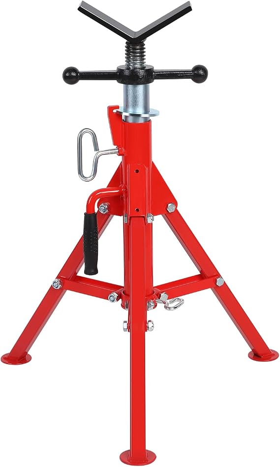V-Head Pipe Jack Stand, Adjustable Folding Pipe Stands Fits 1/2" - 12" Pipe Capacity, Adjustable Height 28-52 Inch, 2500 Lbs Heavy Duty Jack Stand for Welding and Construction Projects
