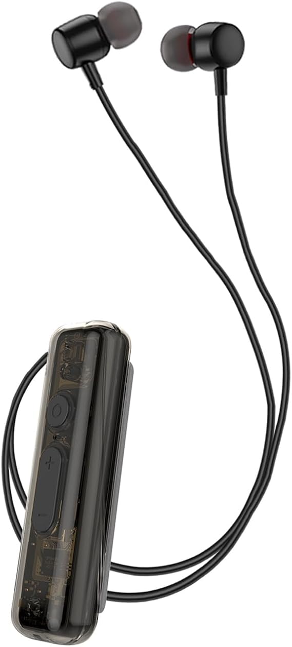 ZXQ Lapel-Clip on Neckband Bluetooth Headphone,Magnetic Collar Clip on in-Ear Wireless Earbuds with Microphone for Sport,Working Out,Cycling,Travel,Live Streaming,Sleeping(Black)