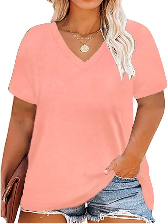 RITERA Women Plus Size Tops Tie Dye V Neck Shirt Floral Camo Summer Short Sleeve Tunic Oversized Ladies Blouse XL-5XL