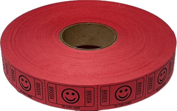 The Ticket Gurus-2000 Red Smile Tickets Single Roll Consecutively Numbered Raffle Tickets