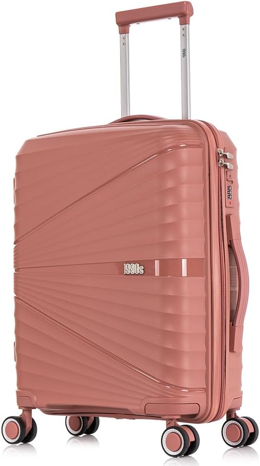 1990s Expandable Medium Suitcase Polypropylene 65 cm for 23 kg (79L)| Semi-Rigid Expandable Suitcase with 4 Swivel Wheels and Embedded Lock (Rose Gold)