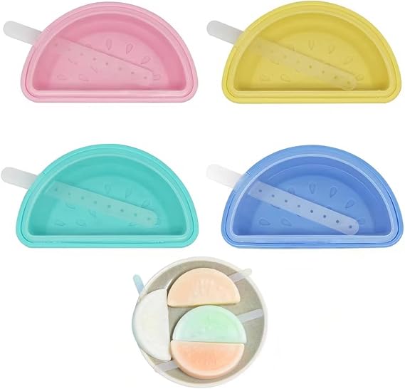 4 Pack Popsicle Mold Set 1 Piece Large Silicone Popsicle Maker Ice Cream Molds DIY Frozen Ice Pop Molds Kitchen Accessories Easy Release Breastmilk Reusable BPA Free for Summer Homemade Cakesicles