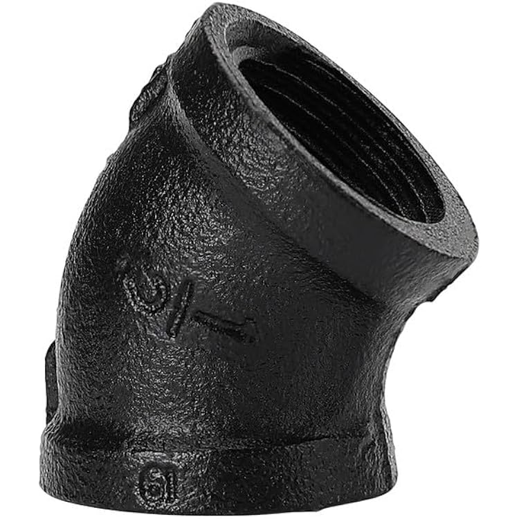 12 Black Pipe Fittings 45 Degree Elbow - Home Expert 10 Pack Malleable Cast Iron Elbow 45 Degree Threaded Pipe Fittings for Industrial Pipe Shelves Bracket, Vintage Industrial Pipe Furniture