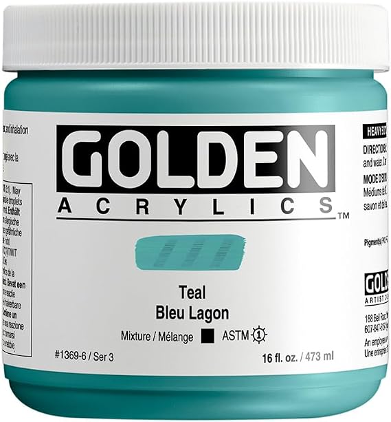 GOLDEN Heavy Body Acrylics, Teal, 16 fl. oz. Jar