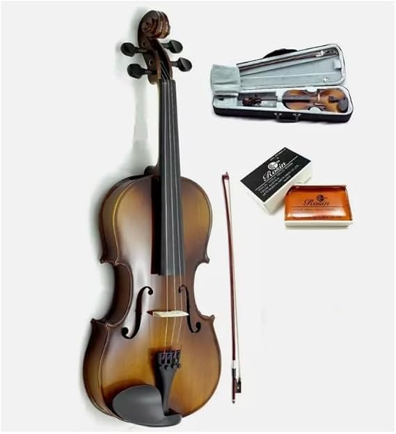 SKY Solid Wood 1/16 Size Violin with Lightweight Case, Brazilwood Bow, and Rosin Natural Brown Color