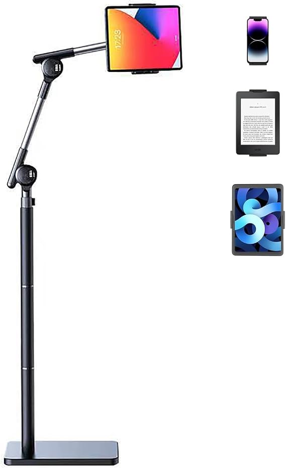 Tablet Stand with 360° Rotating Arm Height Adjustable E-reader Stand for Tablet Stand 4.7-13 Inch Black