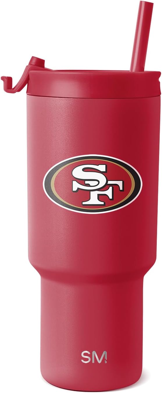 Simple Modern San Francisco 49ers Tumbler with Flip Lid, Straw 30oz | NFL