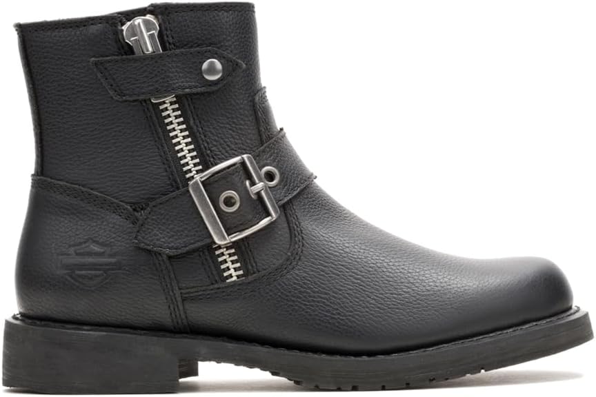 Harley-Davidson Footwear Womens Addie Zip Casual Boots Ankle Low Heel 1-2"