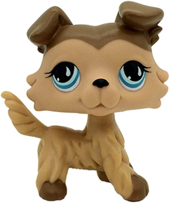 #893 Mini Pet Toys Tan Collie Dog Teardrop Eyes Animal Figure
