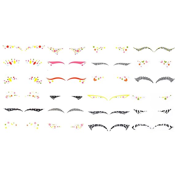 Uranian Eye Makeup Sticker Colorful Eyeliner Stickers Face Stickers for Eyes Cute Temporary Sticker 24 Pairs Eye Tattoo Stickers for Festival Halloween Carnival Face Decoration for Women (SET 2)