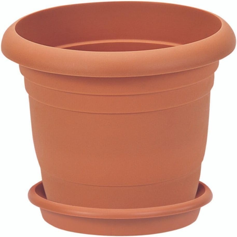 Villa Büyük Boy Yuvarlak Saksı - 76 Litre Cafe Otel Ofis Dekoratif Kahverengi