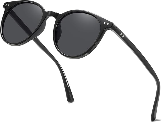Small Round Polarized Sunglasses for Women Men Compact Vintage Style UV400 Protection Classic Lightweight