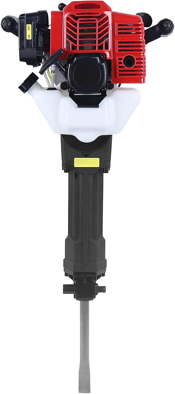 2 Stroke Multifunctional Portable Drills Crushing Pick Handheld Crusher Tools Gas Powered Demolition Jack Hammer Concrete Breaker Rock Chisel for Ground Slotting Breaking Wall Drilling 52Cc 1900W