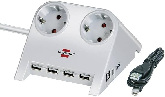 Brennenstuhl 4 X Usb2.0 2.100 mAh 2 Soketli Masaüstü Uzatma Priz Beyaz