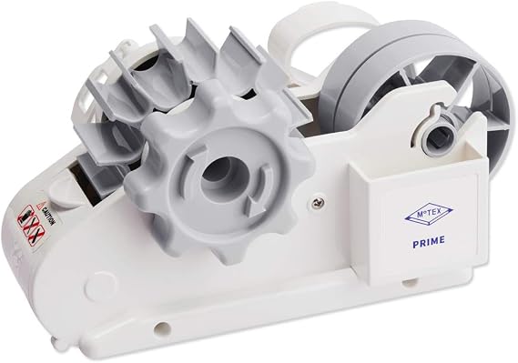MoTEX Tape Dispenser Compatible with 3 Inch Core Tapes, 3 Rolls of Transparent Tapes with Dispenser -Prime (White)