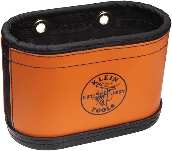 Klein Tools 5144BHB Oval Hard-Body Bucket Tool Organizer with Kickstand, Hook Holes, Non-Conductive Plastic, Polypropylene Bottom, 15-Pocket