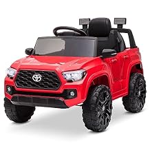 Kidzone 12V Ride on Truck, Battery Powered Licensed Toyota Tacoma Electric Car for Kids, Electric Vehicle Toy with Remote Control, 3 Speeds, MP3, Horn, LED Lights, Suspension System