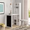 Utopia Alley Folding Desk Table | Chalkboard Wall with Storage Cabinet & Bottom Shelf, Multipurpose Folding Desk for Home, Office, Crafts and More White