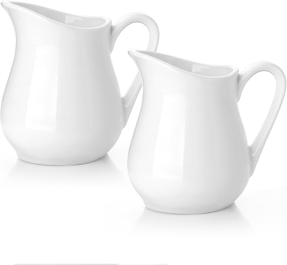4 Oz Creamer Pitcher Set, 2 Pack Small Milk Container Cups with Handle