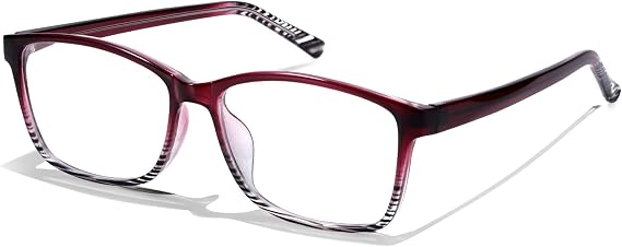 VIEWBETTER Purple Clear Real Glass Reading Glasses: Natural Crystal Stone/Smoky Quartz - Scratch Resistant UV400 Protection